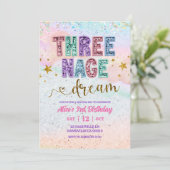 Pastel Sequin Glitter Threenage Dream Birthday Kaart (Staand voorkant)