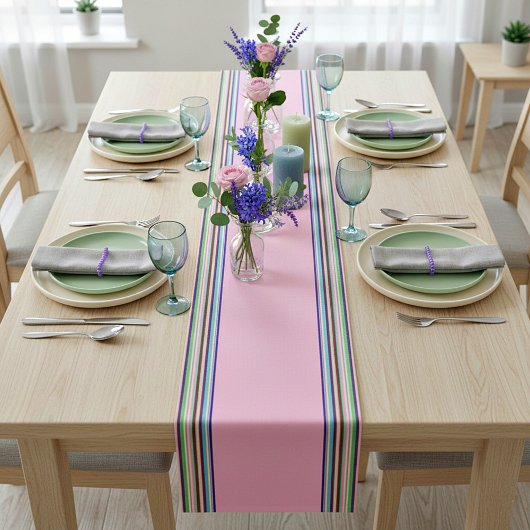 Pastel serape strepen medium tafelloper