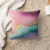 Pastel Serenity Watercolor Kussen met Gouden Ader (Deken)