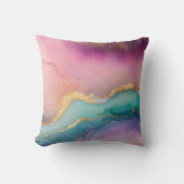 Pastel Serenity Watercolor Kussen met Gouden Ader (Voorkant)
