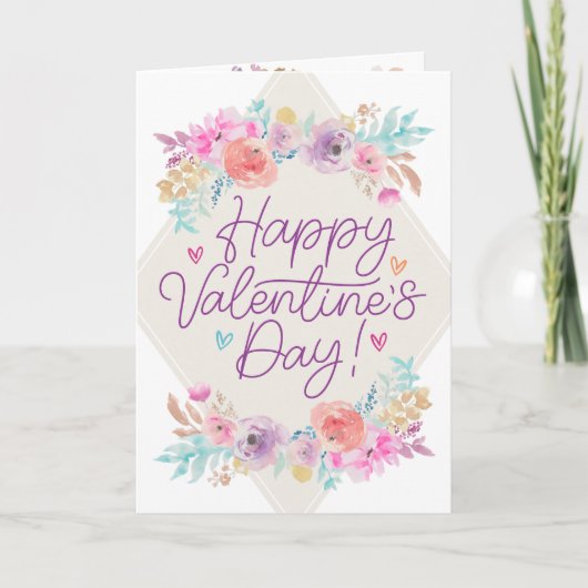 Pastel Shabby Chic Floral Romantic Valentijnsdag Kaart (Voorkant)