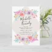 Pastel Shabby Chic Garden Floral Boho Wedding Kaart (Staand voorkant)