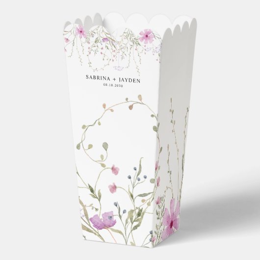 Pastel Shade Blush Roze Wild Bloemen Bruiloft Bedankdoosjes (Voorkant)