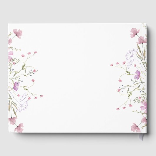 Pastel Shade Blush Roze Wild Bloemen Bruiloft Gastenboek (Achterkant)