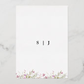 Pastel Shade Blush Roze Wild Bloemen Bruiloft Goud Folie Uitnodiging (Achterkant)