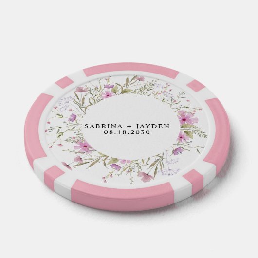 Pastel Shade Blush Roze Wild Bloemen Bruiloft Poker Chips (Enkel)