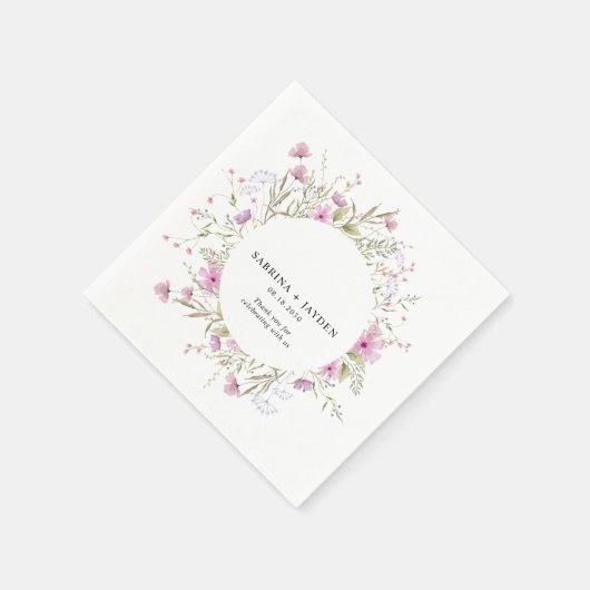 Pastel Shade Blush Roze Wild Bloemen Bruiloft Servet (Hoek)