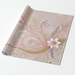 Pastel Shade Floral Motief Ontwerp Cadeaupapier