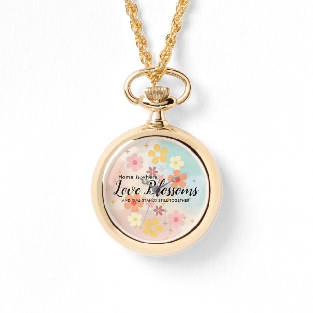 Pastel Shade Petals Alloy Chains Neckle eWatch Horloge (Voorkant)