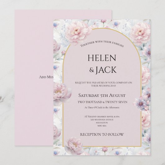 Pastel Shades bruiloft uitnodiging (Voorkant / Achterkant)