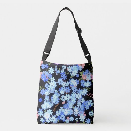 pastel shades floral pattern Black BG Crossbody Tas (Voorkant)