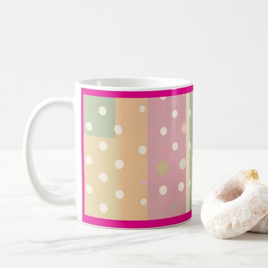 Pastel Shades of Stripes and Polka Dots Koffiemok (Met donut)