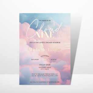 Pastel She's on Cloud Nine Bruiloftsfeest Folie Uitnodiging