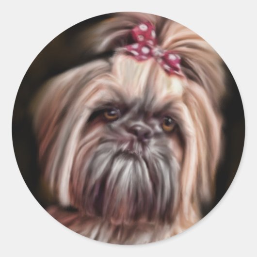 Pastel Shih Tzu Ronde Sticker (Voorkant)