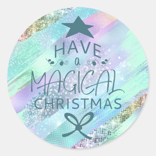 Pastel Shimmer Glitter Kerst sticker (Voorkant)