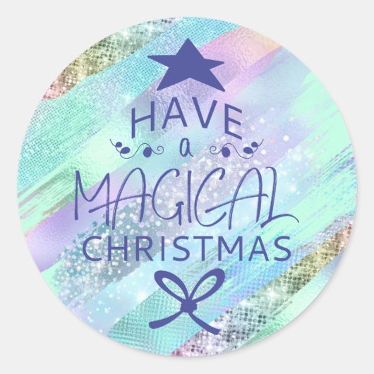 Pastel Shimmer Glitter Kerst sticker (Voorkant)