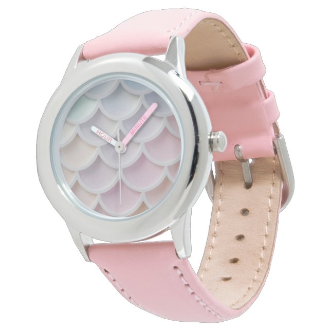 Pastel Shimmer Zeemeermin Schalen Horloge (Gekanteld)