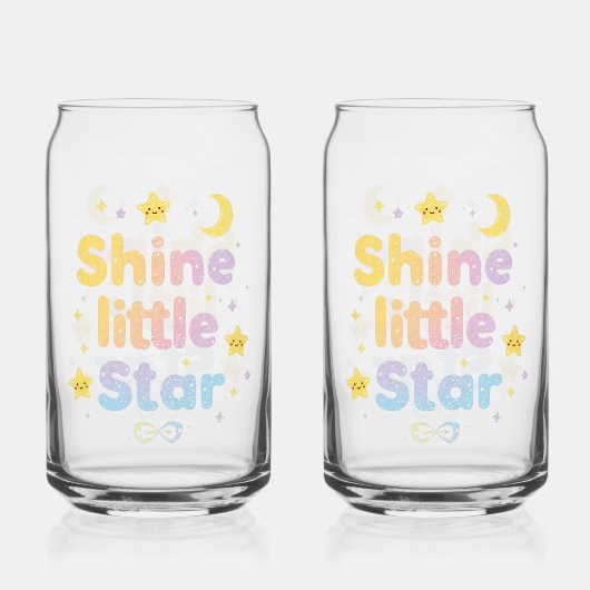 Pastel "Shine Little Star" Celestial Blikvorm Glas (Voorkant)