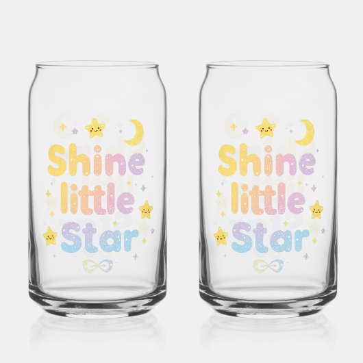 Pastel "Shine Little Star" Celestial Blikvorm Glas (Achterkant)