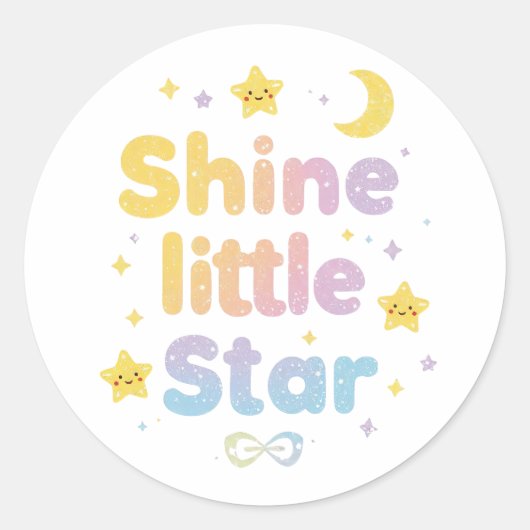 Pastel "Shine Little Star" Celestial Ronde Sticker (Voorkant)