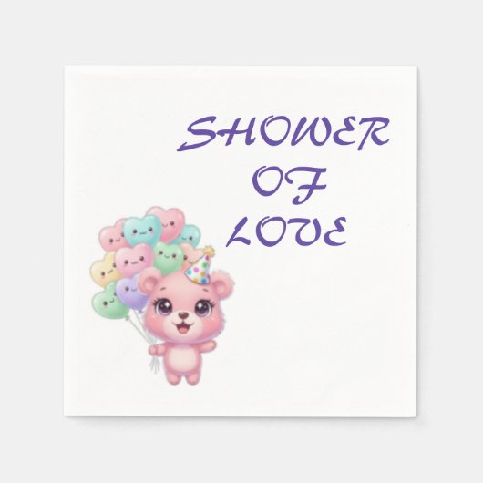 Pastel 'Shower of Love' Baby shower servet (Voorkant)