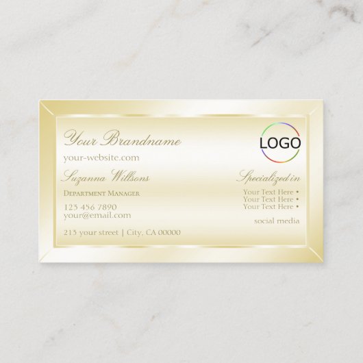 Pastel Silk Gold Decorative met Monogram en Logo Visitekaartje (Achterkant)