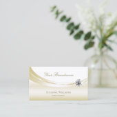 Pastel Silk Gold White met Logo en Luxe Diamond Visitekaartje (Staand voorkant)