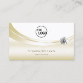 Pastel Silk Gold White met Logo en Spark Diamond Visitekaartje (Voorkant)