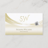 Pastel Silk Gold White met monogram en diamant Visitekaartje (Voorkant)