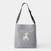 Pastel Silver Glitter Unicorn Crossbody Tas (Achterkant)