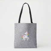 Pastel Silver Glitter Unicorn Tote Bag (Voorkant)