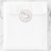 Pastel Silver Unicorn - verjaardagsfeestje - Eigen Ronde Sticker (Tas)