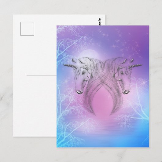 Pastel Silver Unicorns Briefkaart (Voorkant / Achterkant)