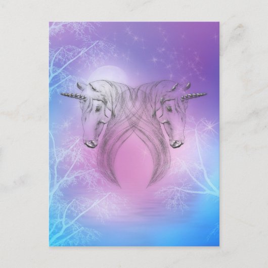 Pastel Silver Unicorns Briefkaart (Voorkant)