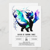 Pastel Simple Draak Digitale Jongen Verjaardag Kaart (Voorkant / Achterkant)