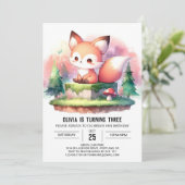 Pastel Simple Fox Verjaardag digitaal Kaart (Staand voorkant)