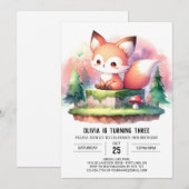 Pastel Simple Fox Verjaardag digitaal Kaart (Voorkant / Achterkant)