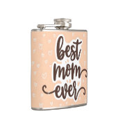 Pastel Sinaasappel Beste Mama ooit Script Hearts Heupfles (Rechts)