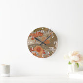 Pastel Sinaasappel Bloempatroon Ronde Klok (Huis)