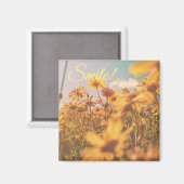 Pastel Sinaasappel Daisy Flowers Smile Magnet (Voorkant / Achterkant)