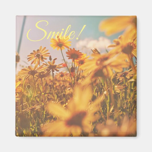 Pastel Sinaasappel Daisy Flowers Smile Magnet (Voorkant)