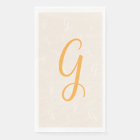 Pastel Sinaasappel Elegant Duplicaat Monogram | Li Servet (Voorkant)