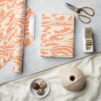Pastel Sinaasappel en Cream Tiger Stripes Cadeaupapier