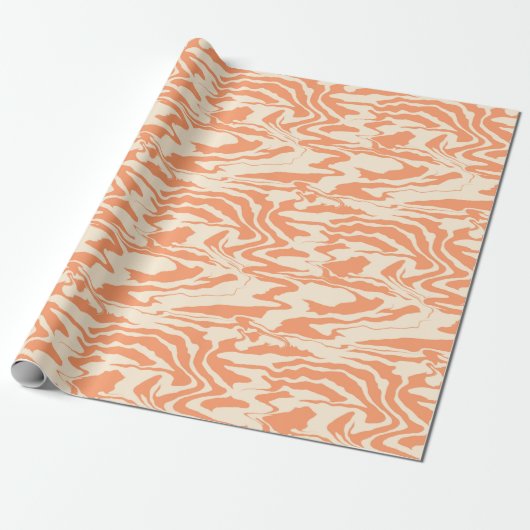 Pastel Sinaasappel en Cream Tiger Stripes Cadeaupapier (Uitgerold)