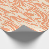 Pastel Sinaasappel en Cream Tiger Stripes Cadeaupapier (Hoek)
