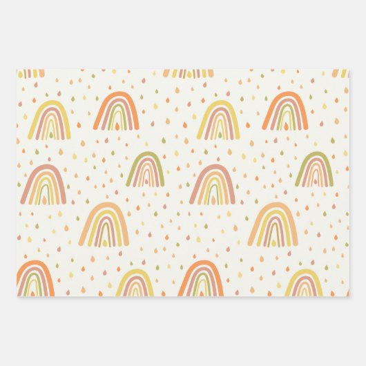 Pastel Sinaasappel en Gele Boho Regenbogen met dru Inpakpapier Vel (Voorkant)