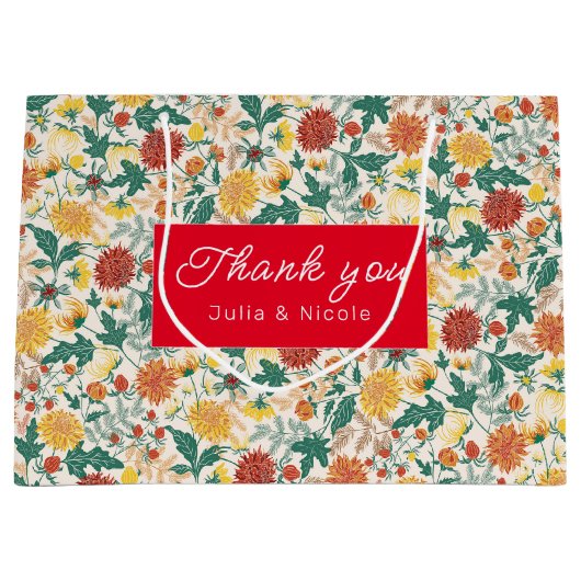 Pastel Sinaasappel Geel Lente Dahlia Bloemen Bruil Groot Cadeauzakje (Voorkant)