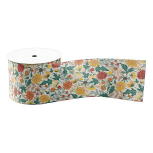 Pastel Sinaasappel Geel Lente Dahlia Bloemen Bruil Grosgrain Lint