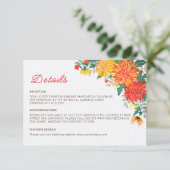 Pastel Sinaasappel Geel Lente Dahlia Bloemen Bruil Informatiekaartje (Staand voorkant)