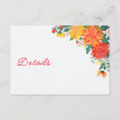 Pastel Sinaasappel Geel Lente Dahlia Bloemen Bruil Informatiekaartje (Achterkant)